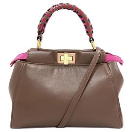 Sac à main 2-Way Fendi Peekaboo Mini Marron Rose