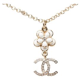 Collier Chanel Coco Mark Motif Fleur Noir Blanc Doré