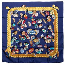 Hermès Hermes Carre 90 Couvee d’Hermes Egg Scarf Multicolore Blu navy