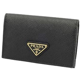 Prada Saffiano Triangle Kartenetui Schwarz