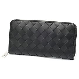 Bottega Veneta Intrecciato Zip Around Wallet Black