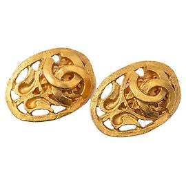 Boucles d'oreilles clip Vintage Chanel Coco Mark Doré
