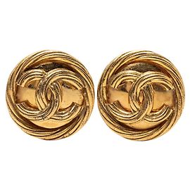 Orecchini a clip rotondi Chanel Coco Mark Vintage D'oro