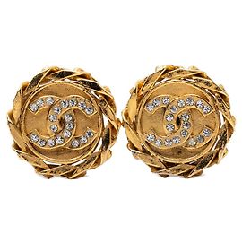 Boucles d'oreilles clips rondes à motif chaîne Coco Mark Chanel Doré