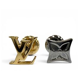 Gemelli Louis Vuitton Oro e Gunmetal D'oro Metallico