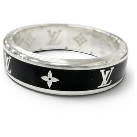 Louis Vuitton M1534L Band Ring Black Silvery
