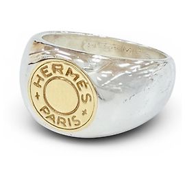 Hermès Anello Hermes Vintage Combination Sellier Argento D'oro