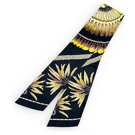 Hermès Lenço de seda HERMES Carre Long Maxi Twilly Preto Amarelo