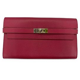 Hermès Hermes Kelly Long Wallet in Ruby Epsom Leather Red