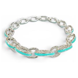 Tiffany & Co. 925 Silver Charm Bracelet Silvery Blue