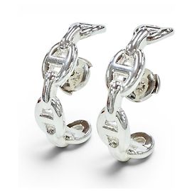 Hermès Hermes Chaine d'Ancre Enchainée Sterling Silver Stud Earrings Silvery