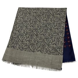Hermès Hermes Cashmere Silk Tisse Reversible Stole Brown Navy blue