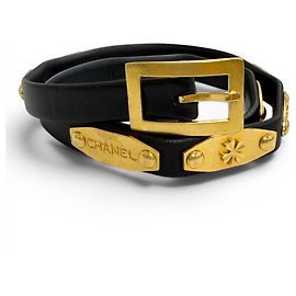 Chanel Vintage Leather Belt Black
