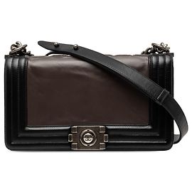 Bolsa de ombro com corrente Chanel Coco Mark Boy Marrom Preto