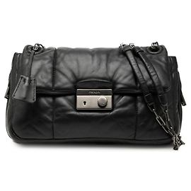 Borsa a tracolla bomber in nappa Prada Nero