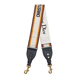 Dior White Embroidered Canvas Bag Strap White