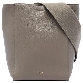 Céline Celine Bolsa Bucket Seau Sangle em couro de bezerro de grão macio marrom Small Marrom Taupe
