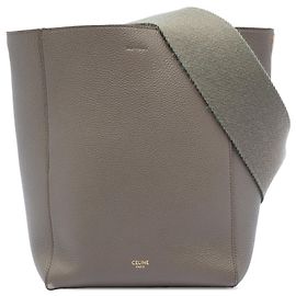 Céline Sac seau Celine Gray Small Soft Grained Calfskin Seau Sangle Marron
