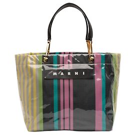 Marni Multi PVC Glossy Grip Striped Tote Multiple colors