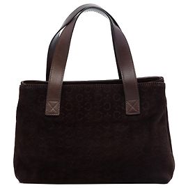 Céline Celine Brown C Macadam Suede Handbag Brown Dark brown