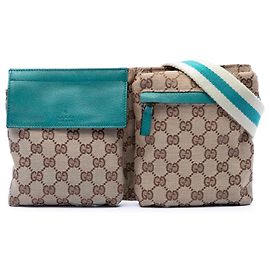 Borsa a tracolla Gucci Beige GG Canvas Web Double Pocket Beige