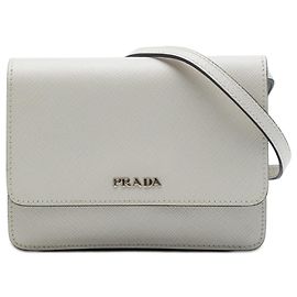 Prada White Saffiano Wallet on Strap White Eggshell