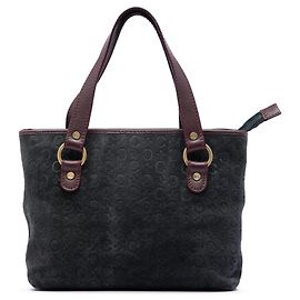 Céline Celine Gray C Macadam Suede Handbag Brown Dark grey