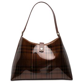 Borsa a tracolla in PVC Burberry Brown Haymarket Check Marrone