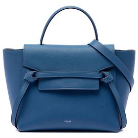 Céline Bolsa Belt em couro de vitelo micro granulado azul Celine Azul