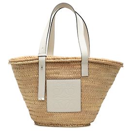LOEWE Beige Medium Raffia Anagram Basket Tote Andere