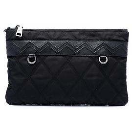 Pochette Prada en Tessuto avec bordure Saffiano noir Noir