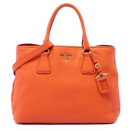 Tote conversível aberto em Vitello Daino laranja Prada Laranja