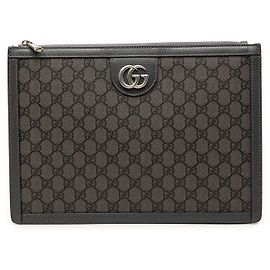 Clutch Gucci Gray GG Supreme Ophidia Marrone