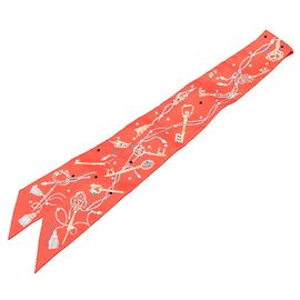 Hermès Pañuelo Twilly Hermes Les Clés à Pois Rosa