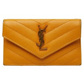 Saint Laurent Yellow Leather Card Case Yellow