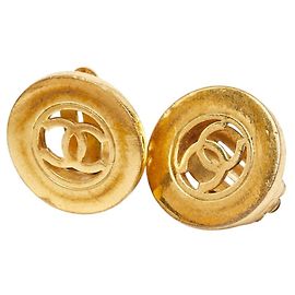 Orecchini tondi vintage Chanel Coco Mark D'oro