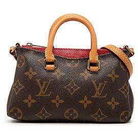 Sac à main Louis Vuitton Monogram Nano Pallas Mini Marron Rouge Fuschia