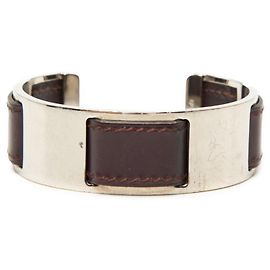 Hermès Hermes Purple and Silver Leather Bangle Silvery Purple