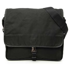 Borsa a tracolla con placca logo Triangle Prada Nero