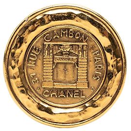 Broche Chanel Cambon Vintage plaquée or Doré
