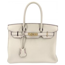 Hermès Bolsa Hermes Birkin 30 Rosa Branco