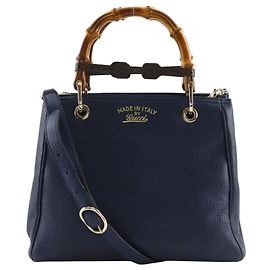 Gucci Bamboo Shopper Small Tote Handbag Navy blue