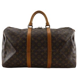 Bolso Boston Louis Vuitton Keepall 50 Castaño Monograma