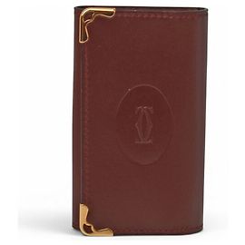 Cartier Bordeaux Leather Key Case Dark red