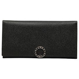 Bulgari Bvlgari Black Leather Long Wallet Black