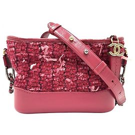 Bolsa de ombro Chanel Gabrielle de Small Hobo Chain Rosa Vermelho