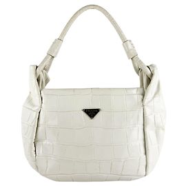 Sac à main en cuir gaufré blanc cassé Prada Blanc cassé