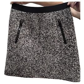 Moncler Bouclé Wool Blend Mini Skirt Black White