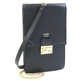 Borsa a tracolla in pelle nera Fendi Nero