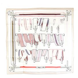 Hermès Sciarpa Hermes - Carré 42, Sangles en Finesse Beige Bianco sporco